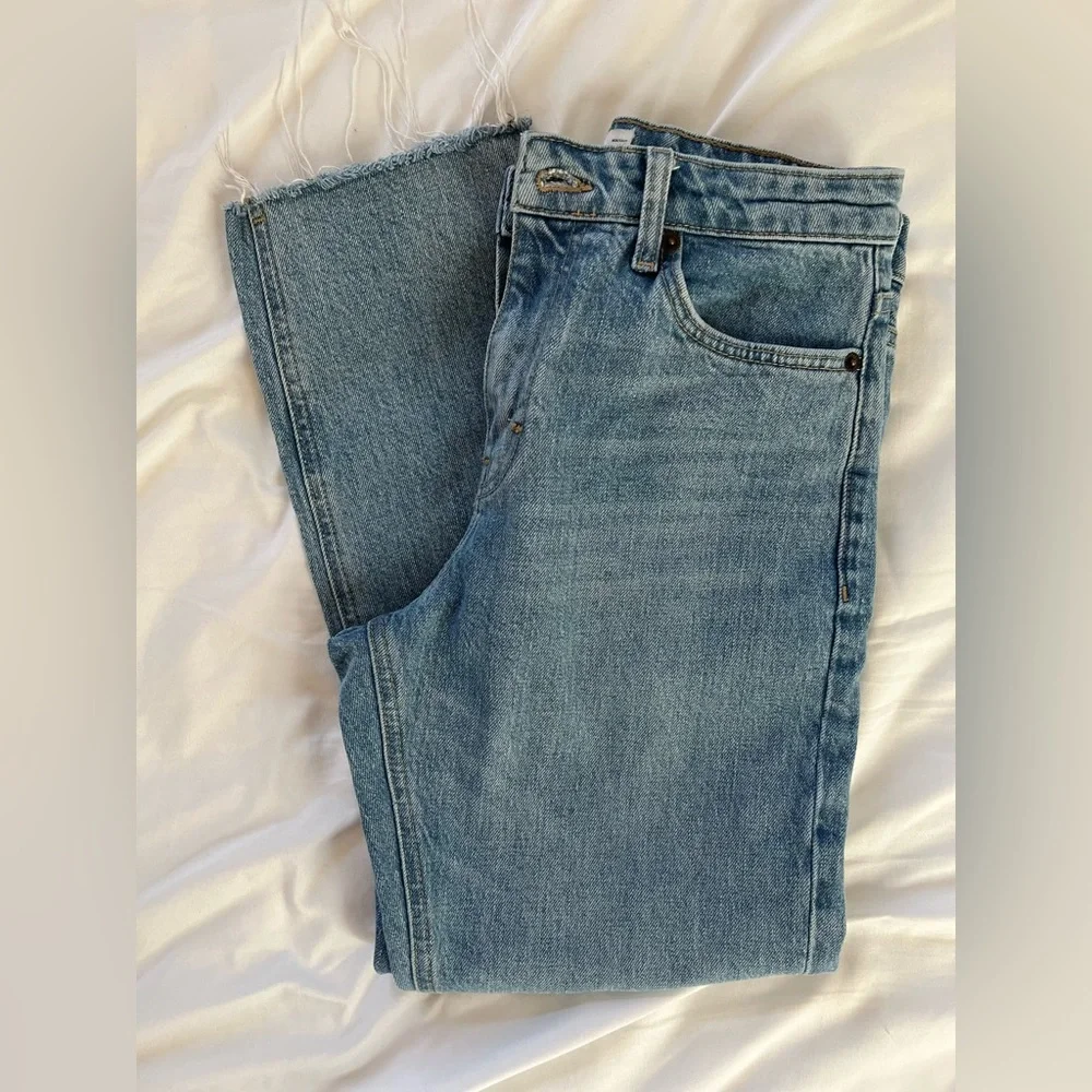 Topshop cropped raw cut straight denim jeans - Picture 4 of 4